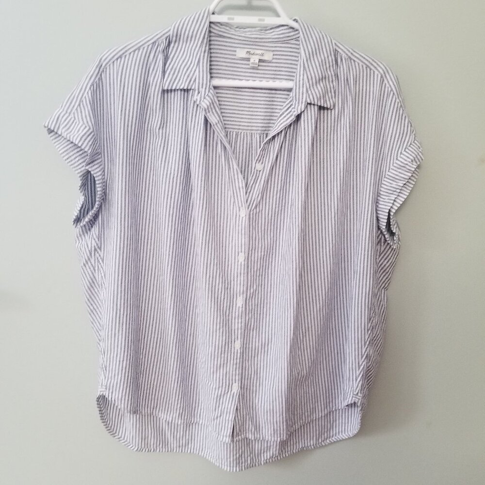 Madewell Blue and White Striped Button Down Shirt